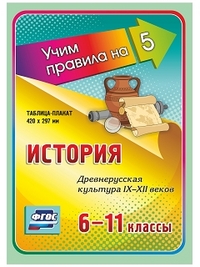 Обложка книги История 6-11 класс. Древнерусская культура в IХ-ХII веке. Таблица-плакат, Автор НП-118, издательство Учитель | купить в книжном магазине Рослит