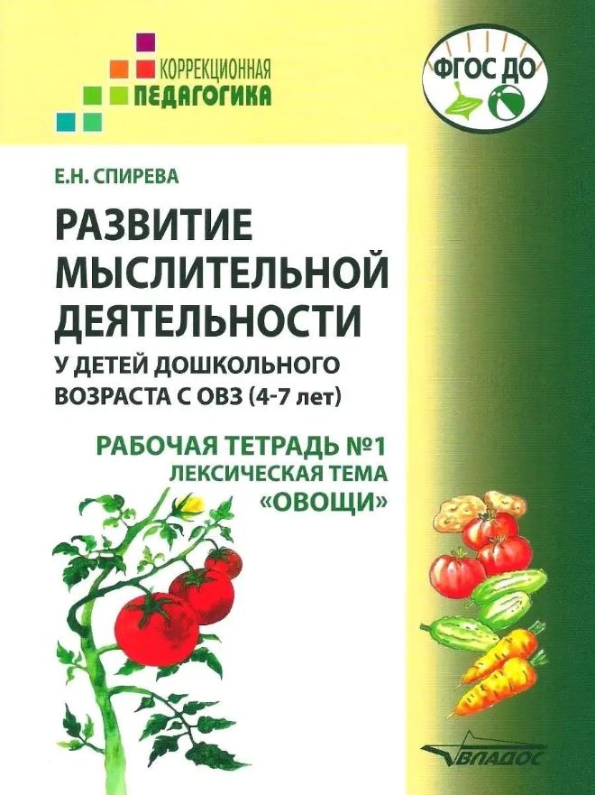 Обложка книги Развитие мыслительной деятельности у детей дошкольного возраста с ОВЗ (4-7 лет). Рабочая тетрадь № 1, Автор Спирева Е.Н., издательство Владос | купить в книжном магазине Рослит