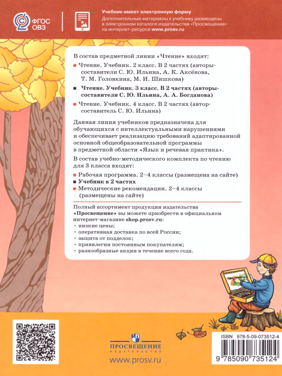 Обложка книги Чтение 3 класс. Учебник в 2-х частях. Часть 2. Для специальных (коррекционных) образовательных учреждений VIII вида, Автор Ильина С.Ю. Богданова А.А., издательство Просвещение | купить в книжном магазине Рослит