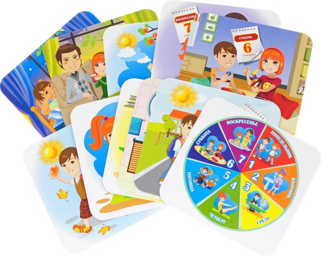 Обложка книги Дни недели и части суток: 12 карточек для занятий с детьми (в коробке), Автор Н-276, издательство Учитель | купить в книжном магазине Рослит