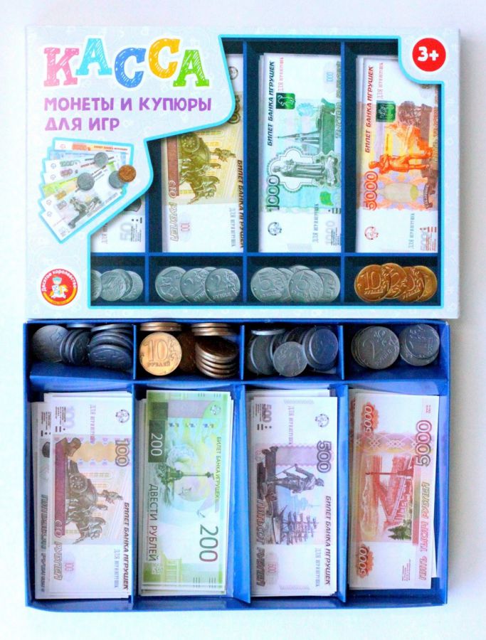 Обложка Игра обучающая "Касса. Монеты и купюры для игр", издательство Десятое королевство | купить в книжном магазине Рослит