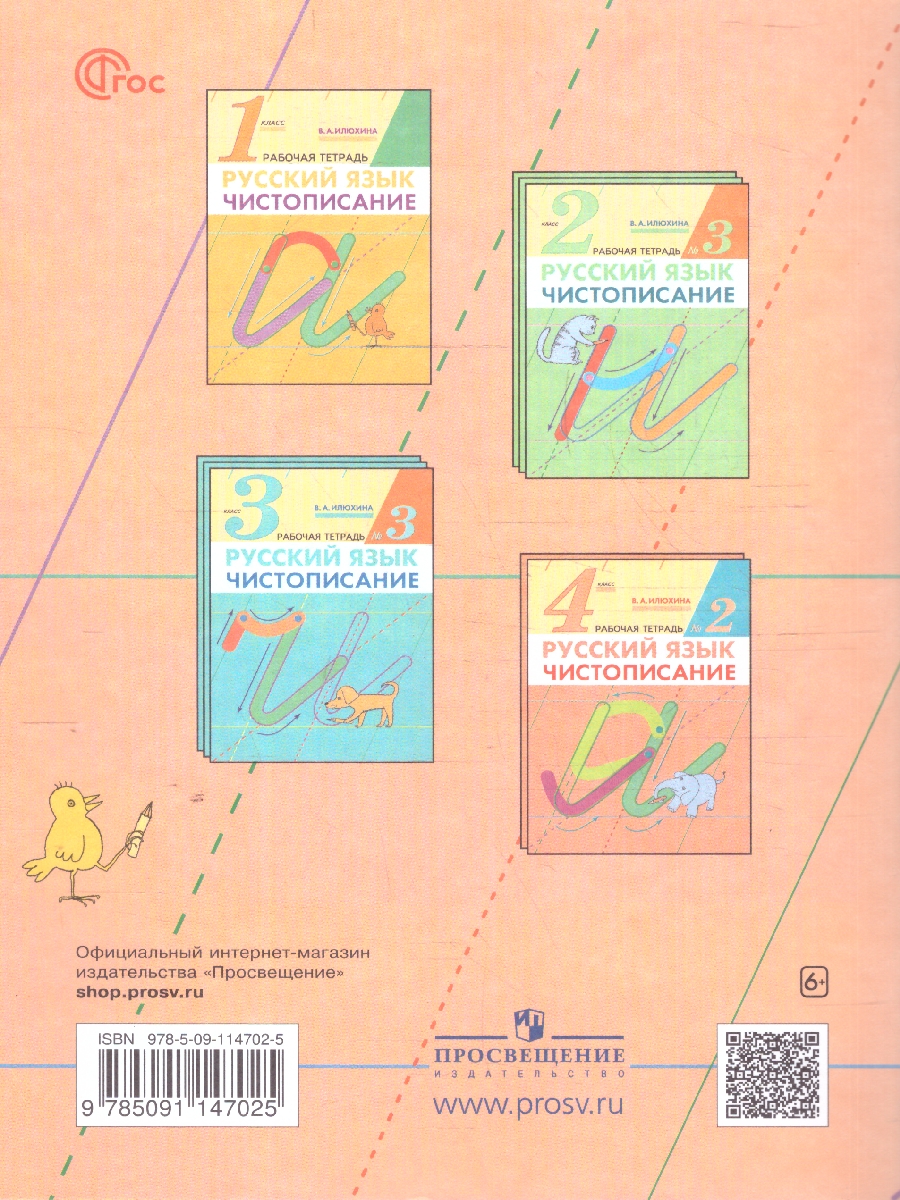 Обложка книги Чистописание 4 класс. Рабочая тетрадь № 1. ФГОС, Автор Илюхина В.А., издательство Просвещение/Союз                                   | купить в книжном магазине Рослит