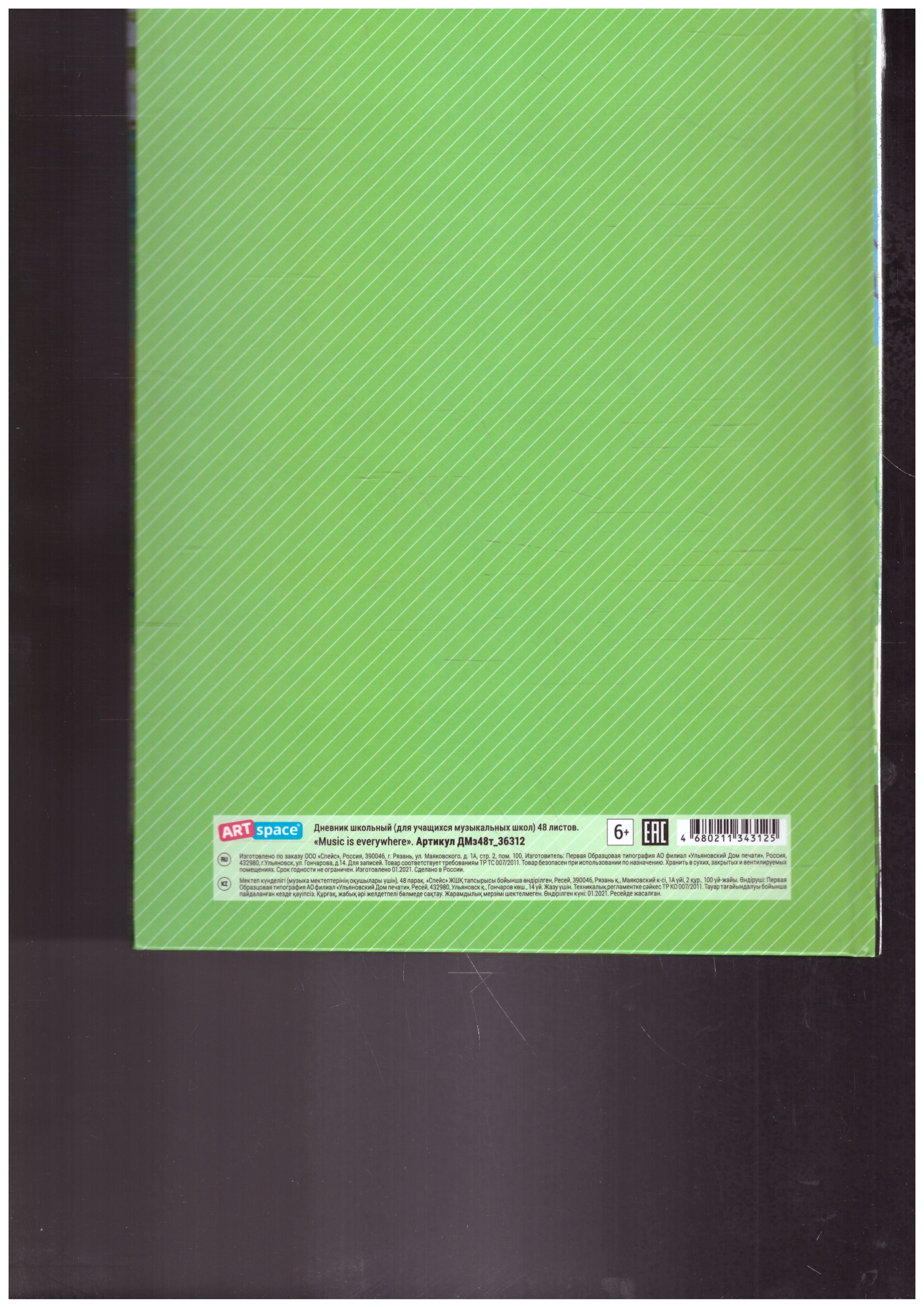 Обложка Дневник для музыкальной школы ArtSpace "Music is everywhere " 48 листов глянцевая ламинация (твердый) от магазина Рослит