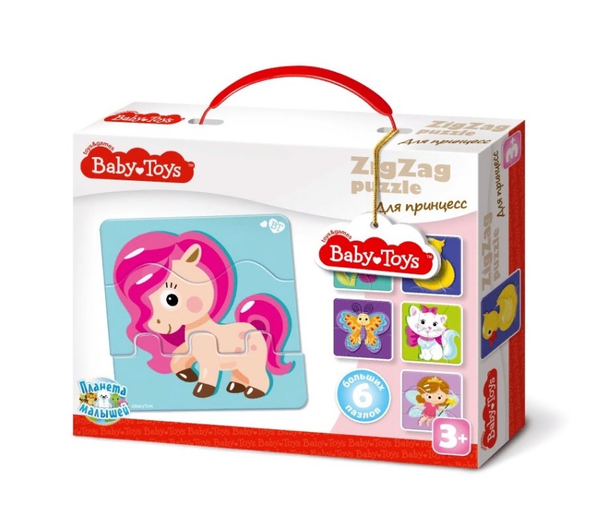 Обложка Пазлы макси ЗИГЗАГ "Для принцесс" 18 элементов BABY TOYS, издательство Десятое королевство | купить в книжном магазине Рослит