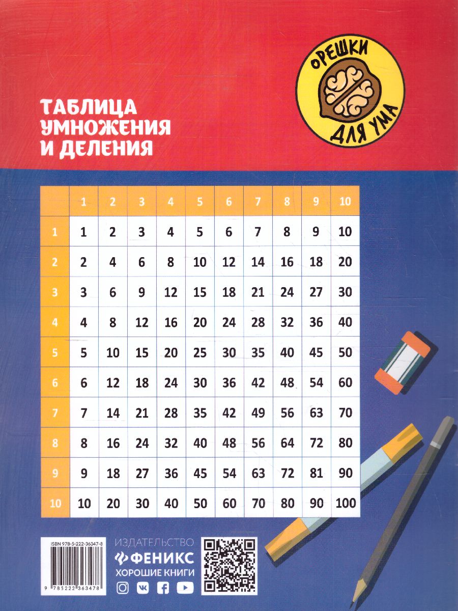 Обложка книги Таблица умножения и деления: 1000 задач и математических шифровок /Орешки для ума, Автор Зеленко, издательство Феникс ТД                                          | купить в книжном магазине Рослит
