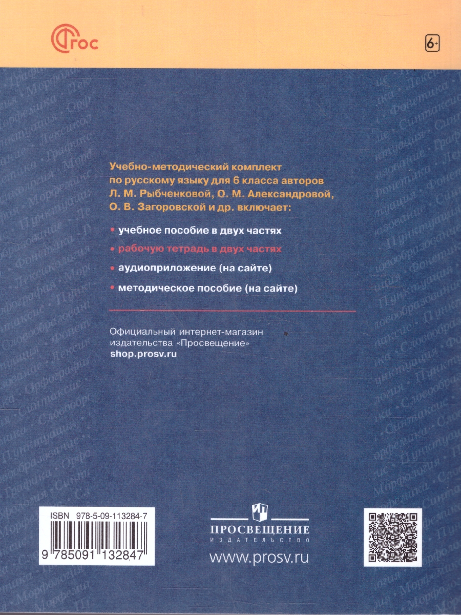 Обложка книги Русский язык 6 класс. Рабочая тетрадь. Часть 2. К новому учебному пособию, Автор Голубева И. В., издательство Просвещение | купить в книжном магазине Рослит