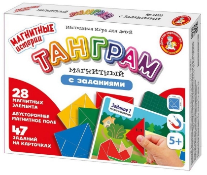 Обложка Игра настольная Танграм магнитный с заданиями Серия Магнитные истории, издательство Десятое королевство | купить в книжном магазине Рослит