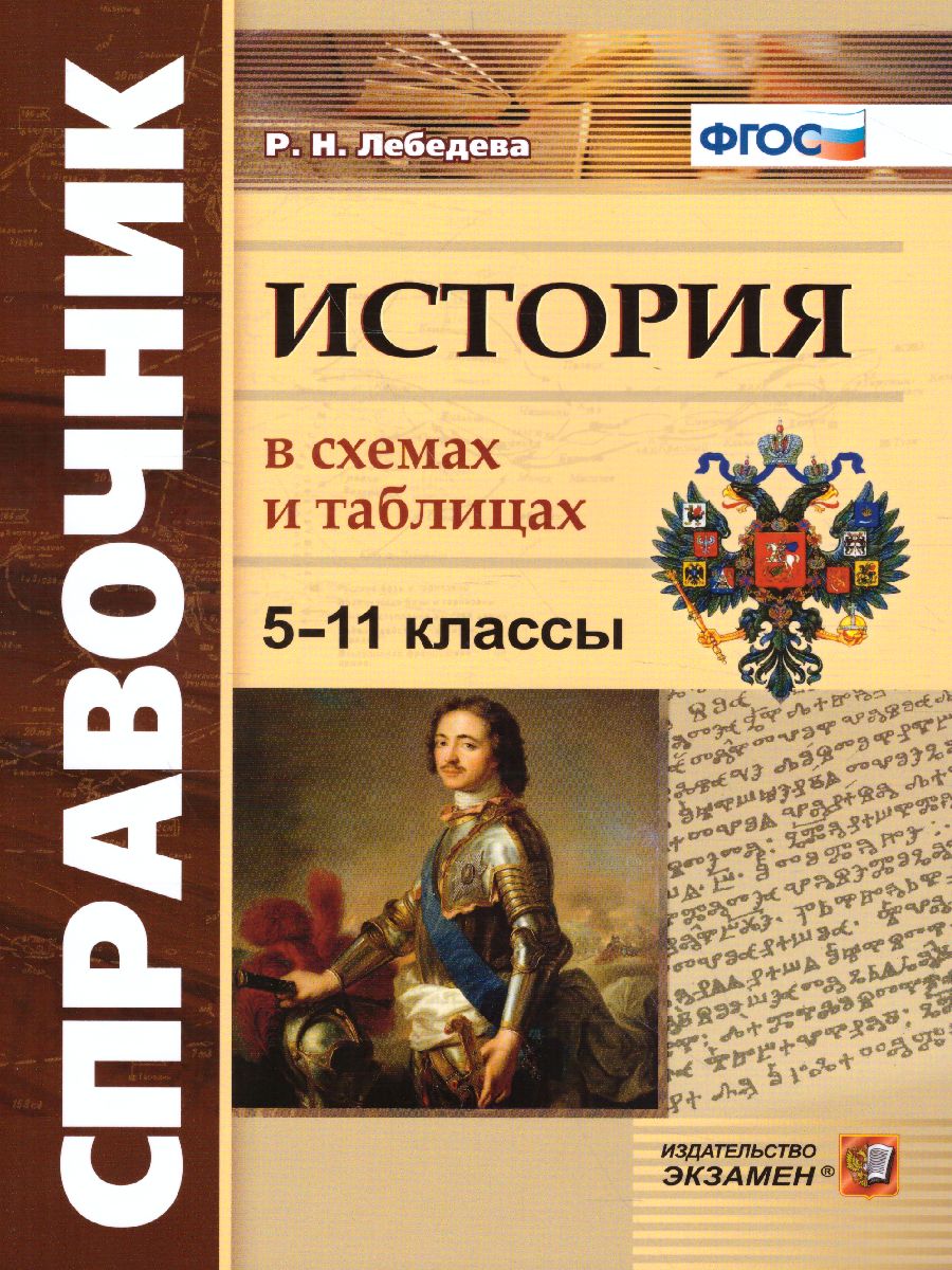 Обложка книги История в схемах и таблицах 5, 6, 7, 8, 9, 10, 11 класс. Справочник. ФГОС, Автор Лебедева Р.Н., издательство Экзамен | купить в книжном магазине Рослит
